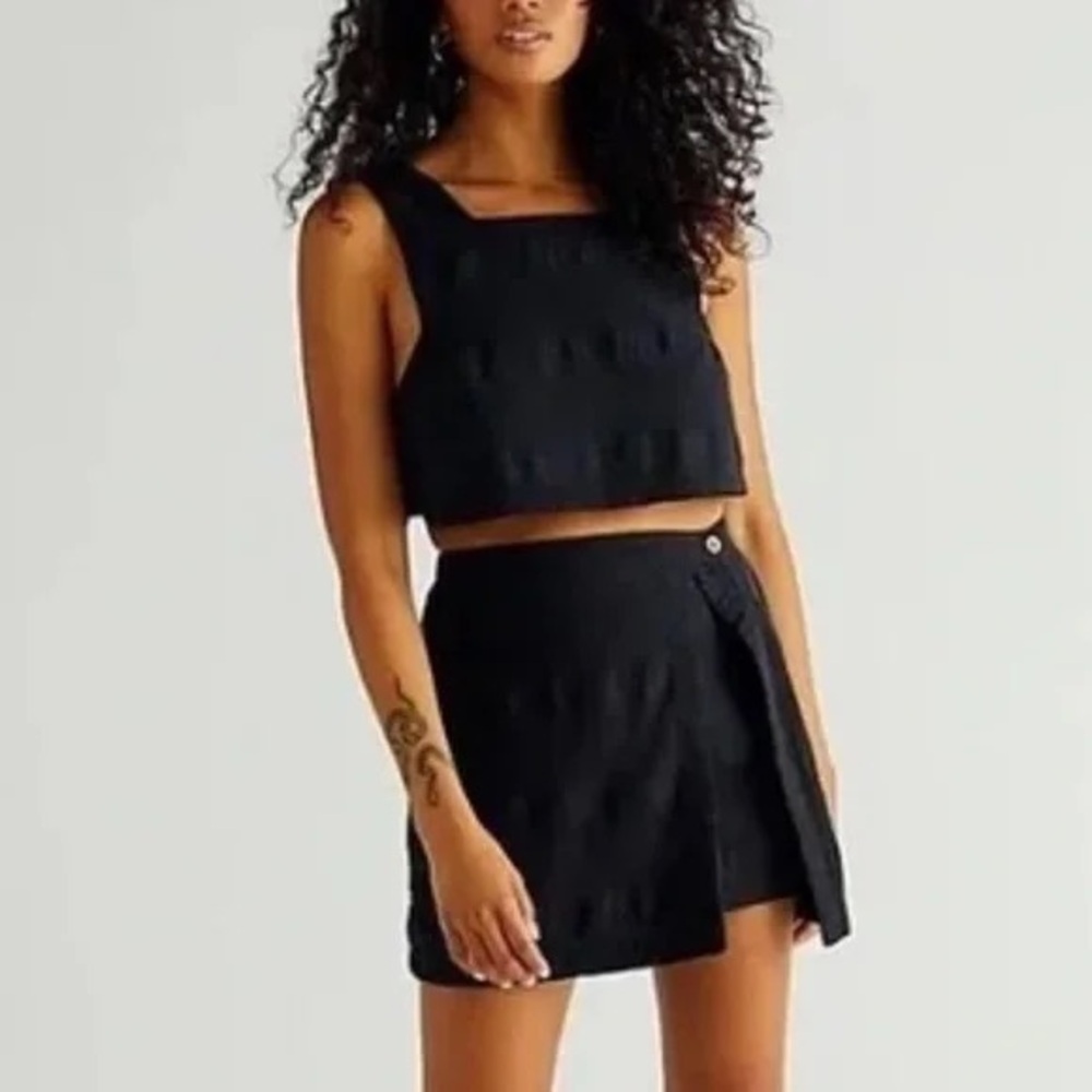 Free People Set - Black Crop Top and Skort Set